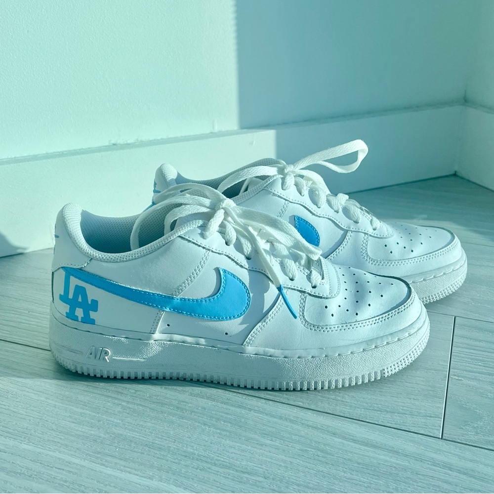 One-of-a-kind custom LA/Dodgers painted Nike Air Force 1s